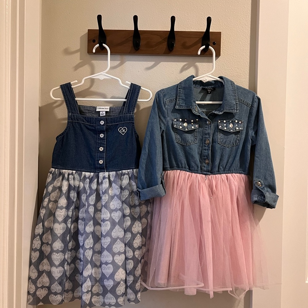Calvin Klein Collection Denim and Pink Kids Dress Duo Size 5